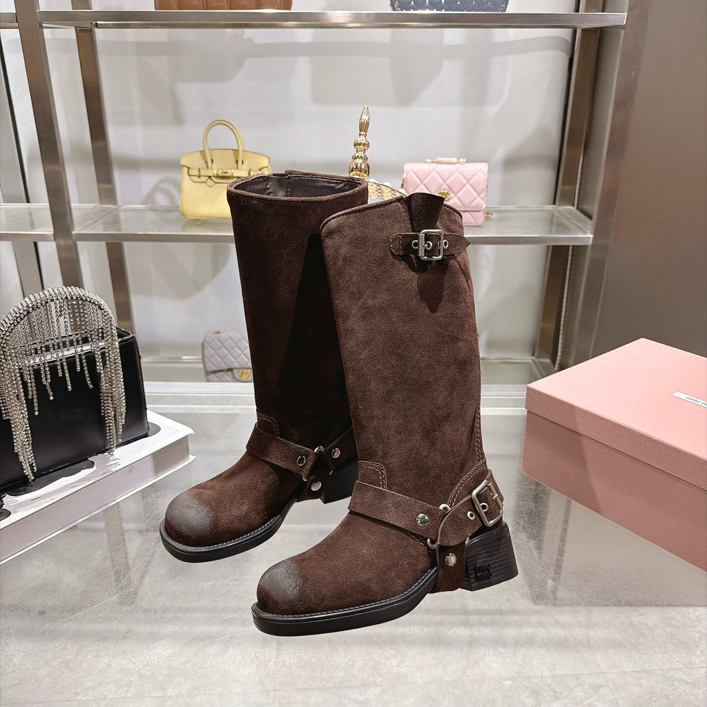 Dark Brown Suede Boots - 4
