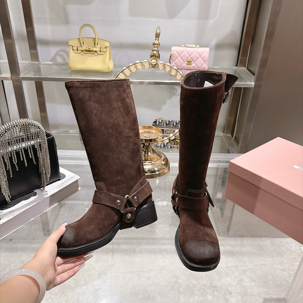 Dark Brown Suede Boots - 7