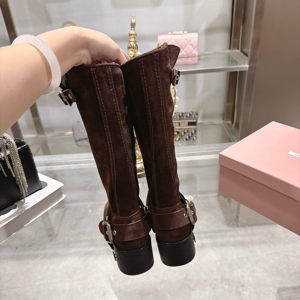 Dark Brown Suede Boots - 8