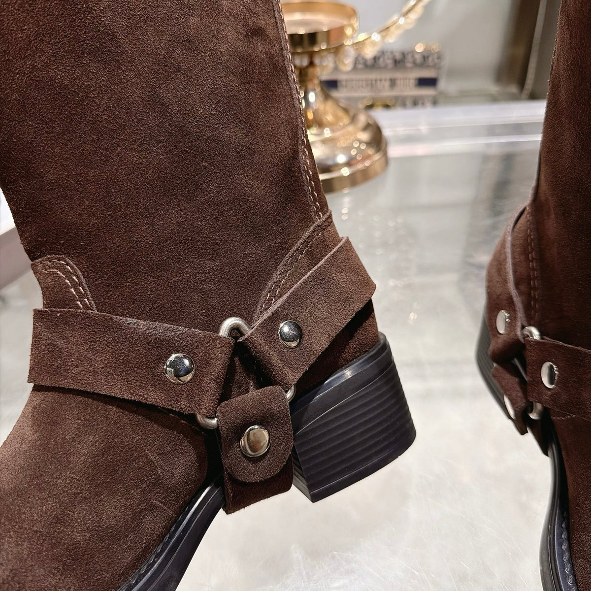 Dark Brown Suede Boots - 9
