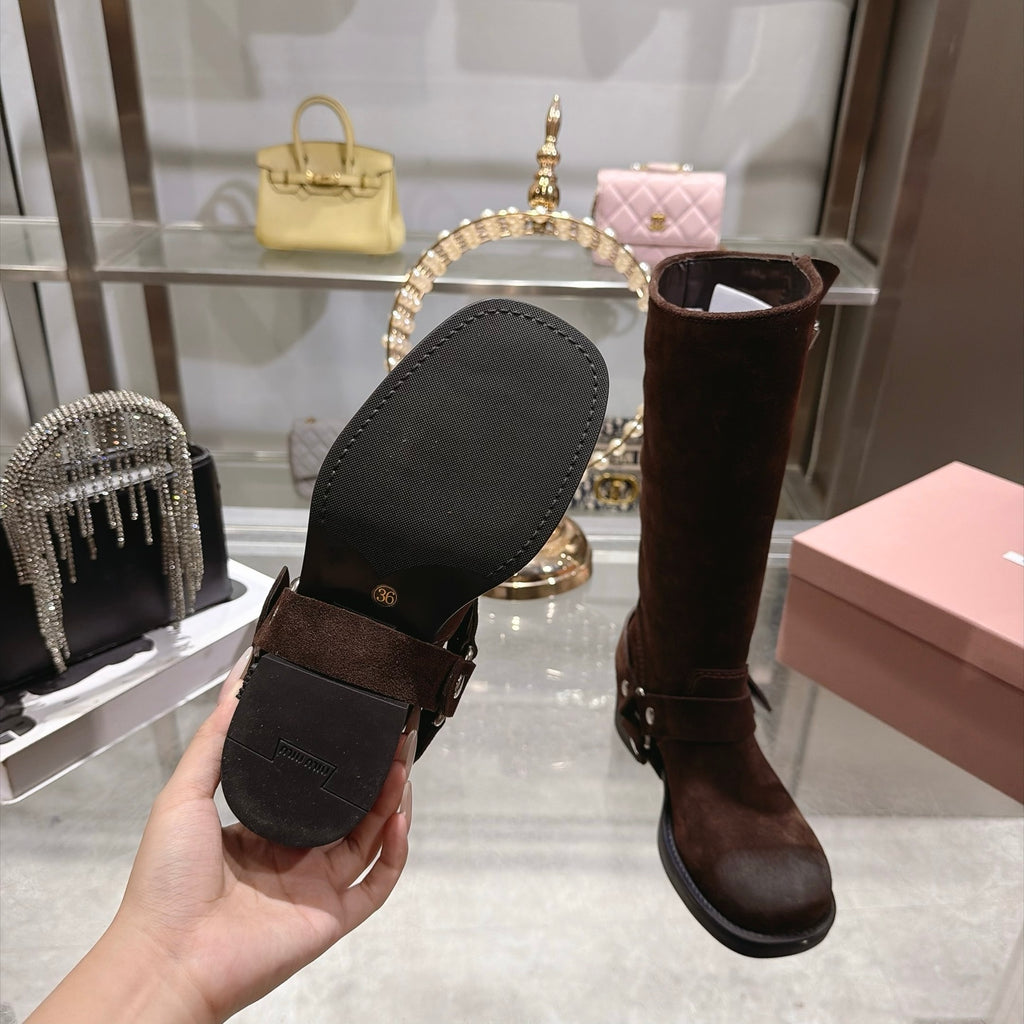 Dark Brown Suede Boots - 10