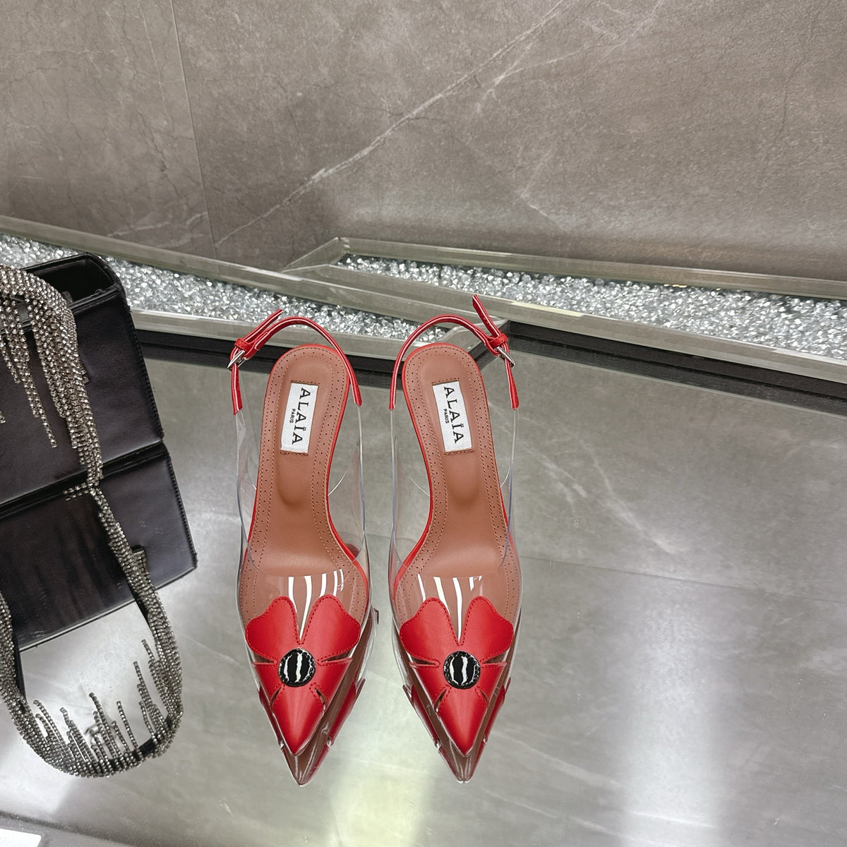 Red Bloom Slingbacks In Leather - 2