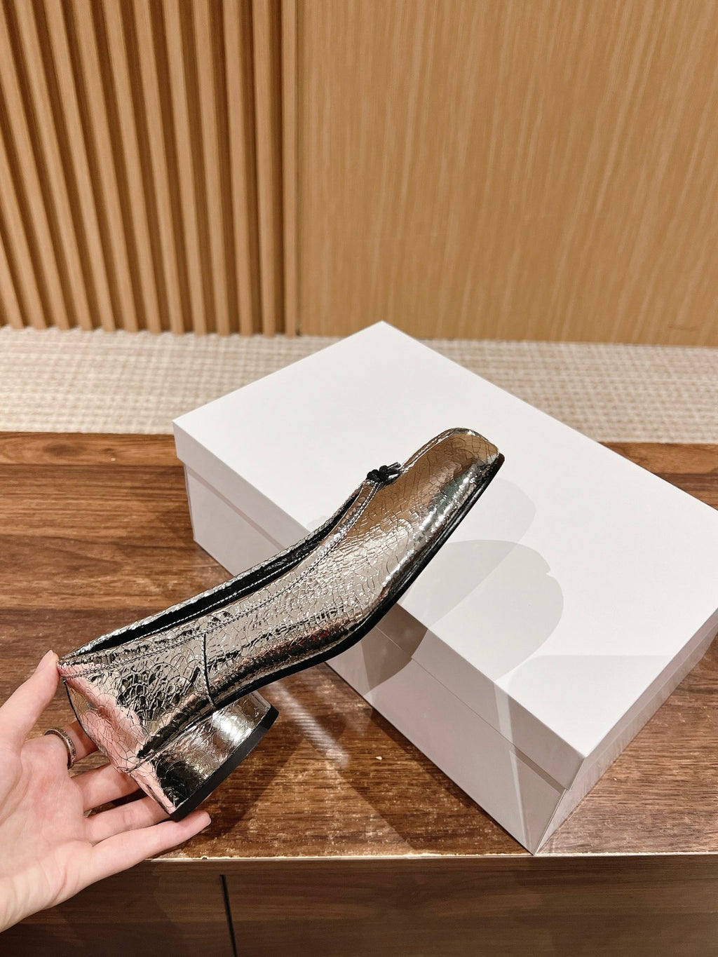 Silver Tabi Broken Mirror New Ballerinas