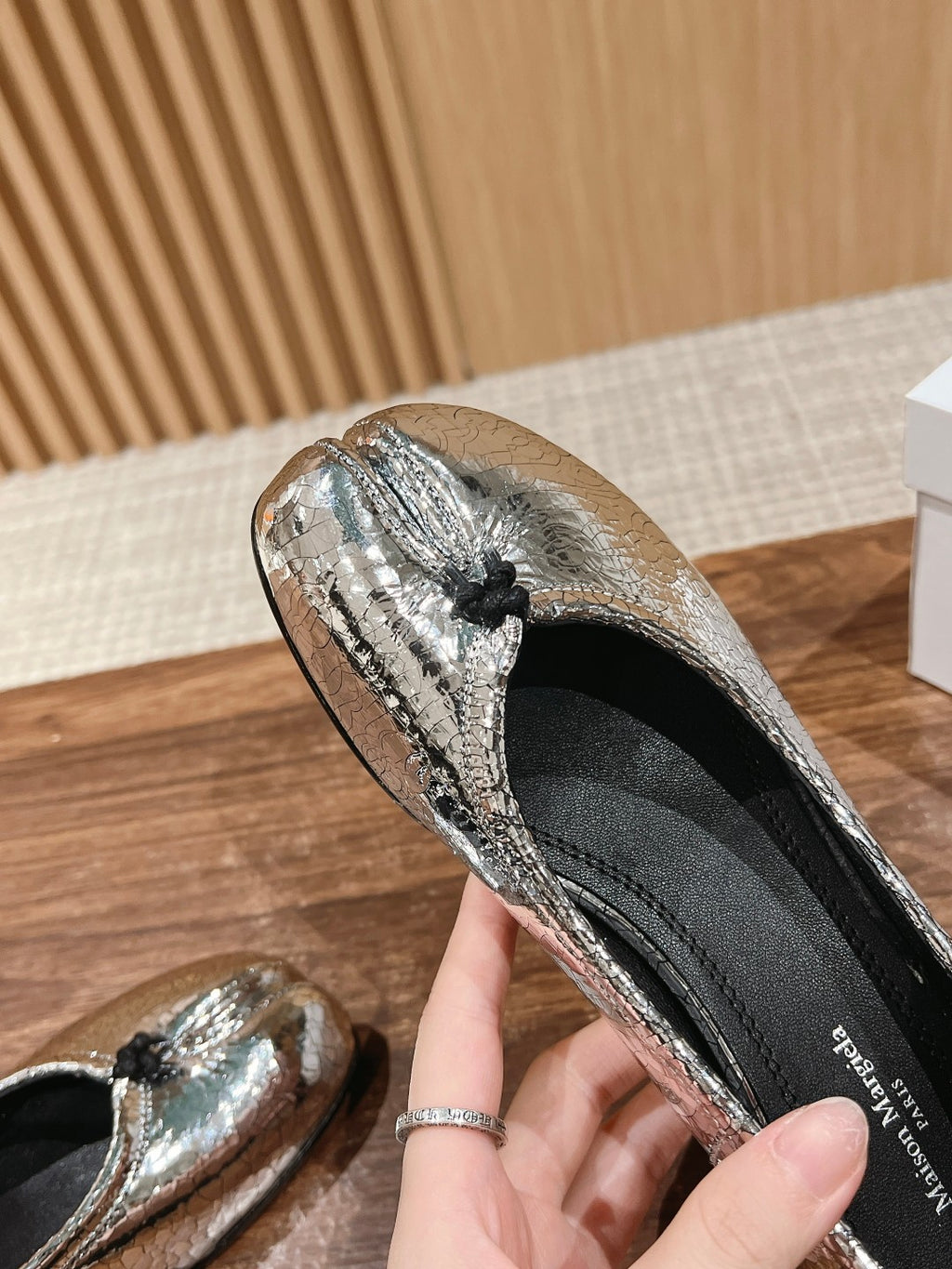 Silver Tabi Broken Mirror New Ballerinas