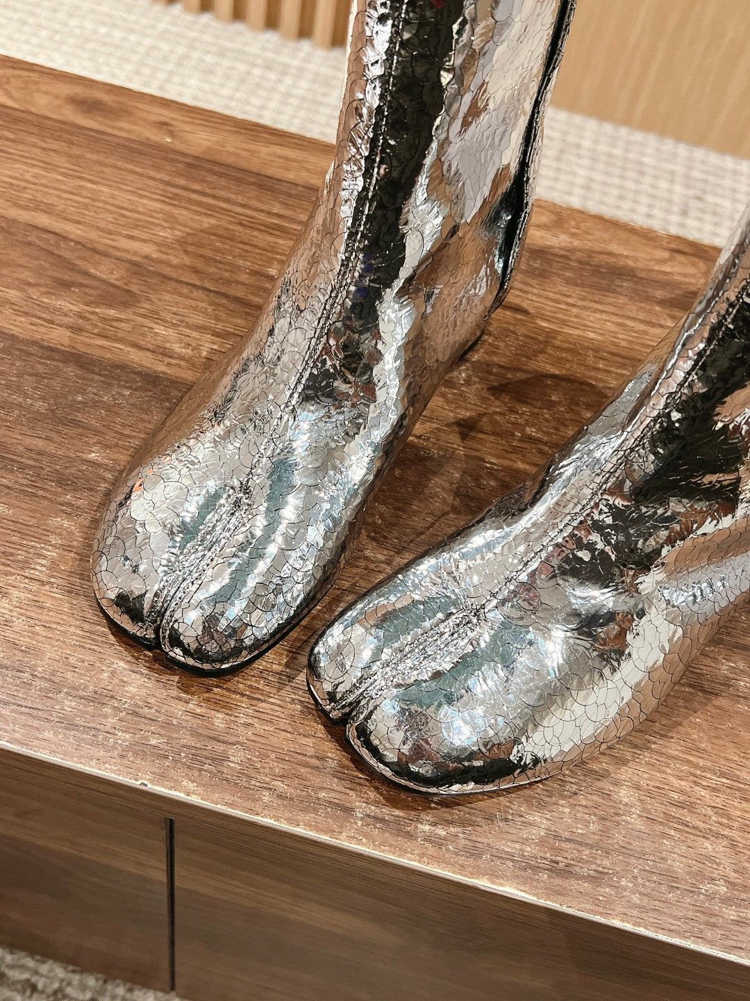 Silver Tabi Mirror Boots