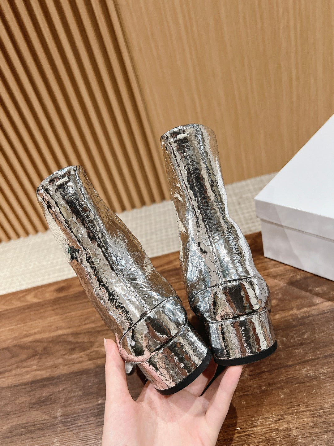 Silver Tabi Mirror Boots