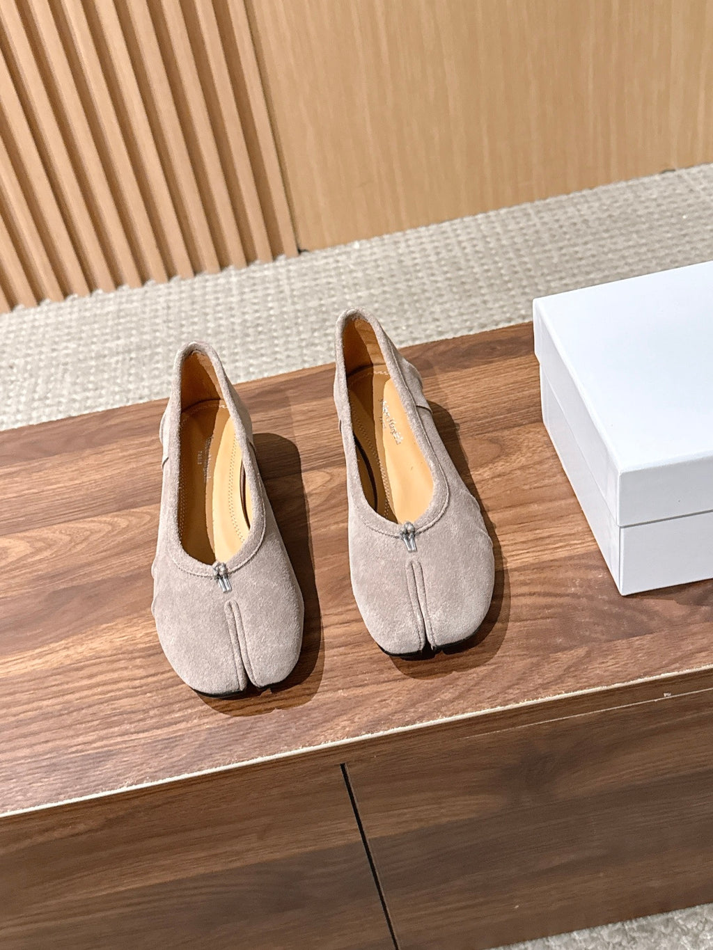 Taupe Tabi Ballerina Suede