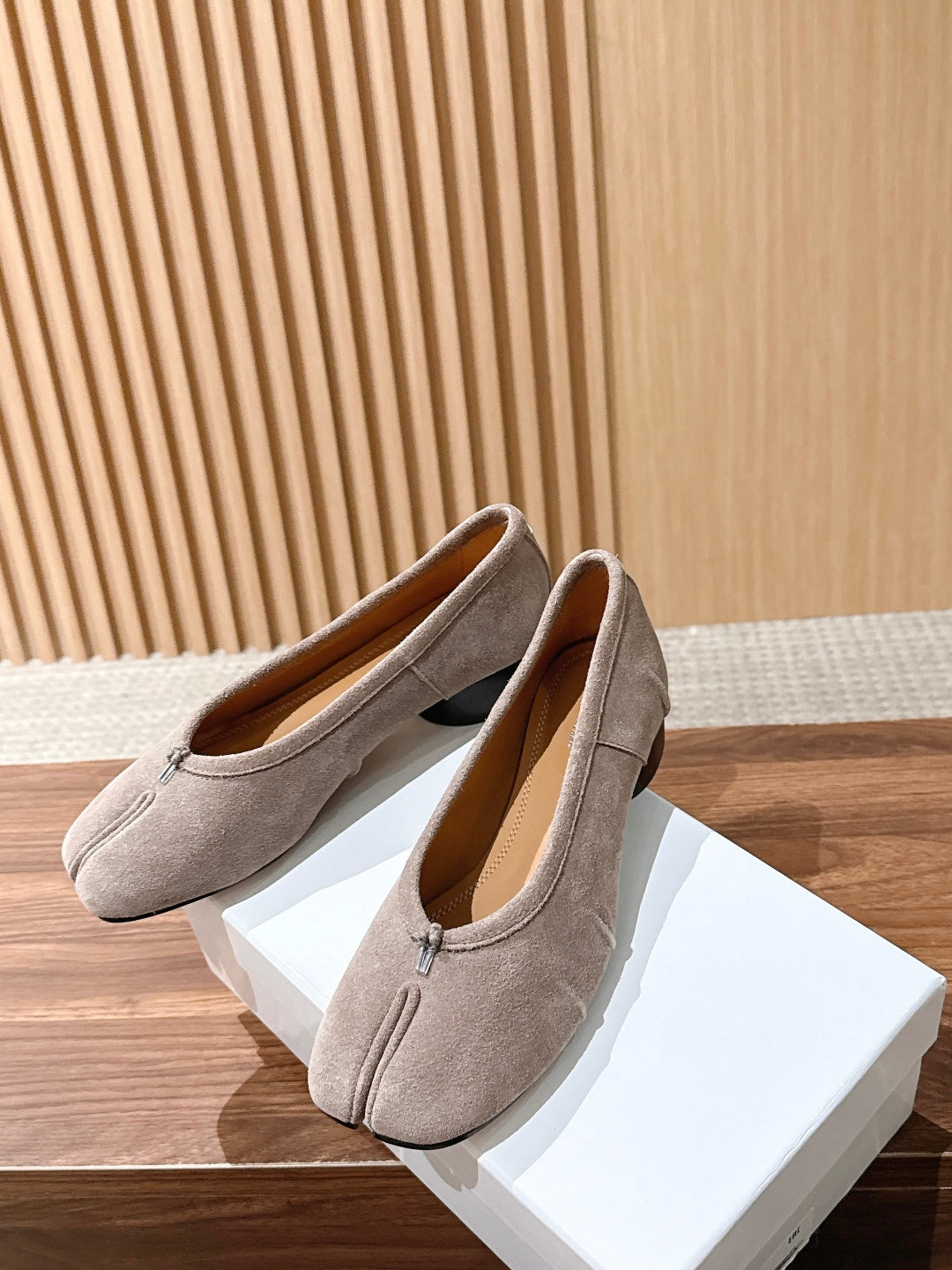 Taupe Tabi Ballerina Suede