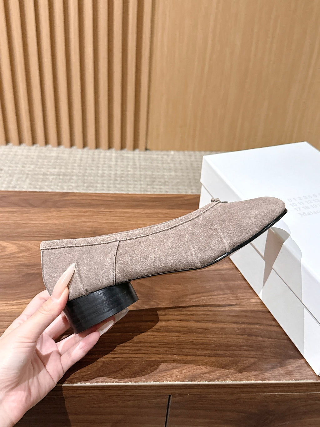 Taupe Tabi Ballerina Suede