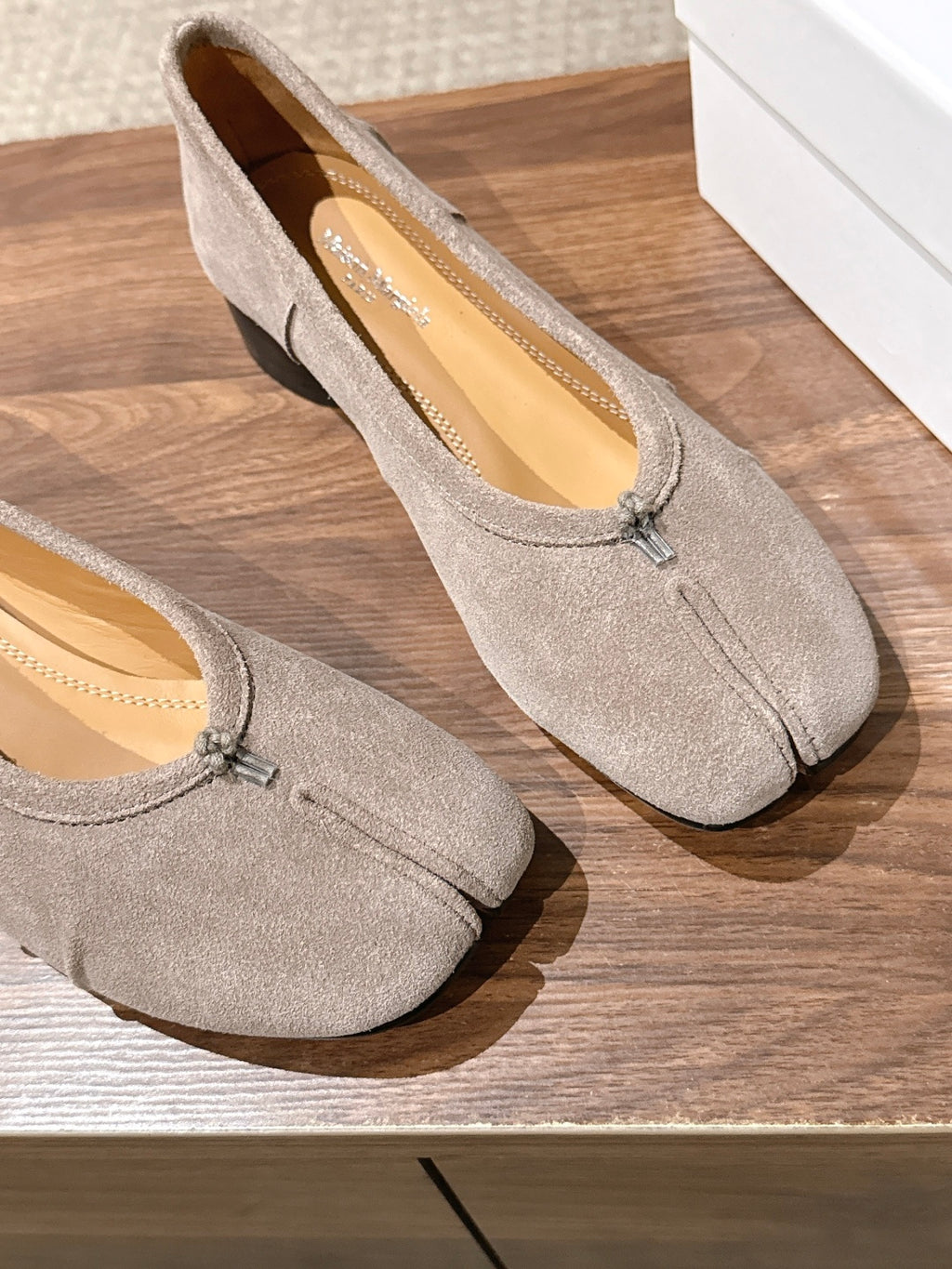 Taupe Tabi Ballerina Suede