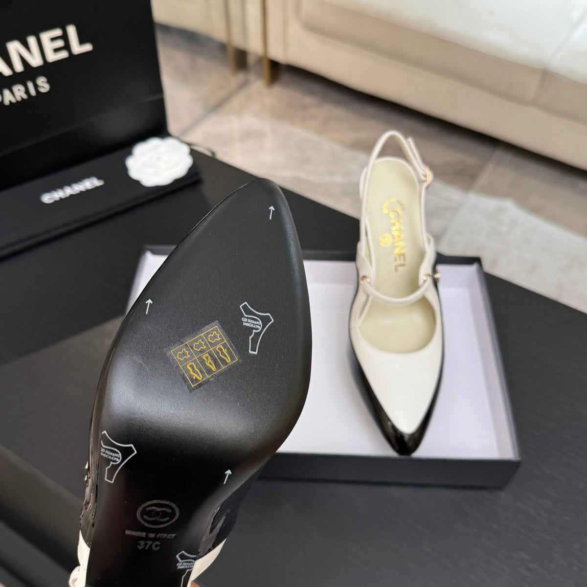 White & Black Slingbacks - 10