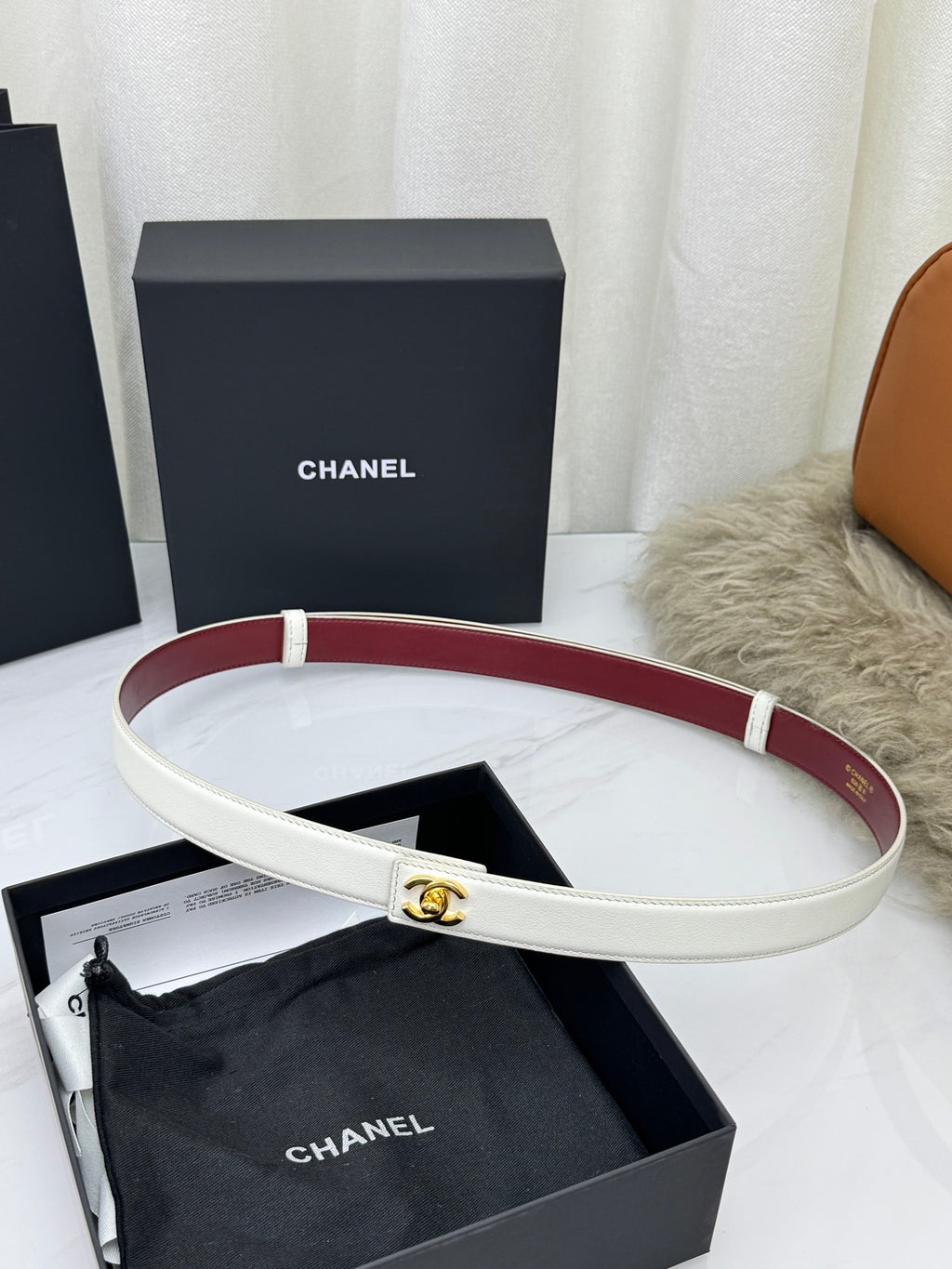 White & Gold Leather Belt