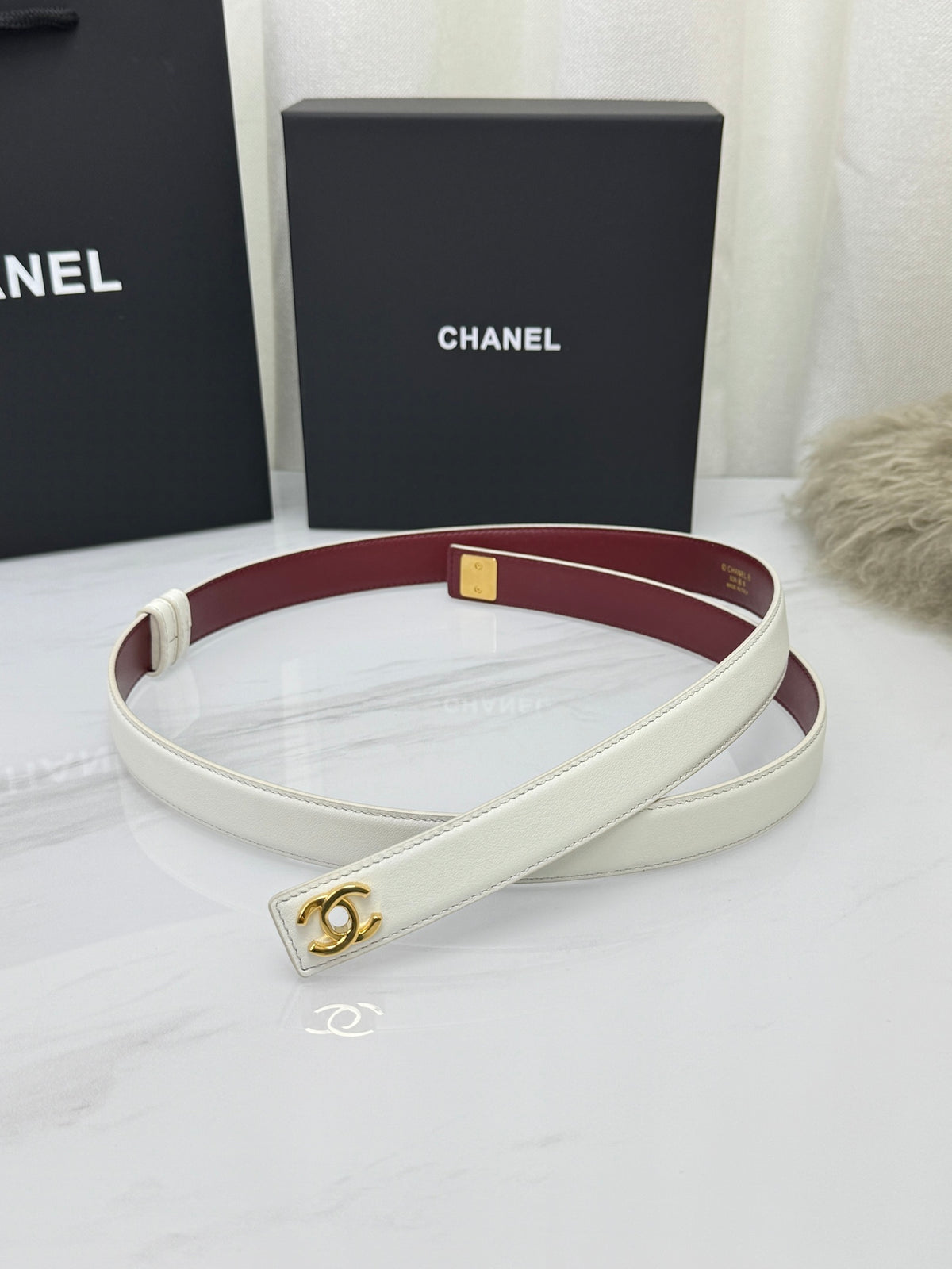 White & Gold Leather Belt