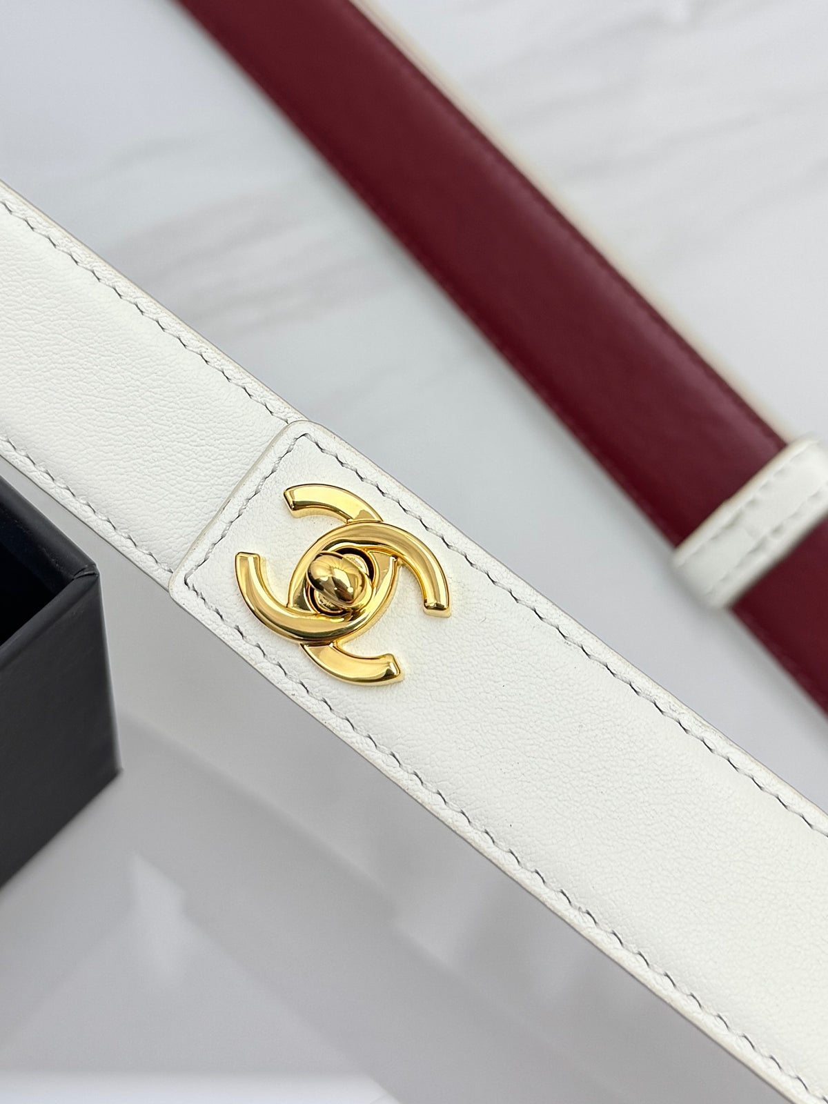 White & Gold Leather Belt