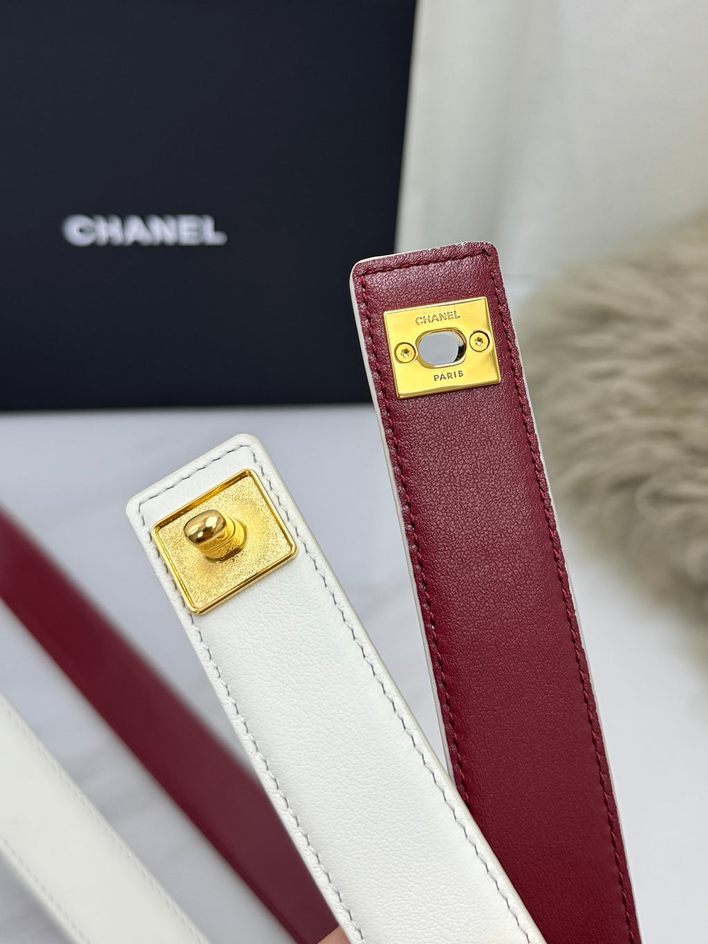 White & Gold Leather Belt