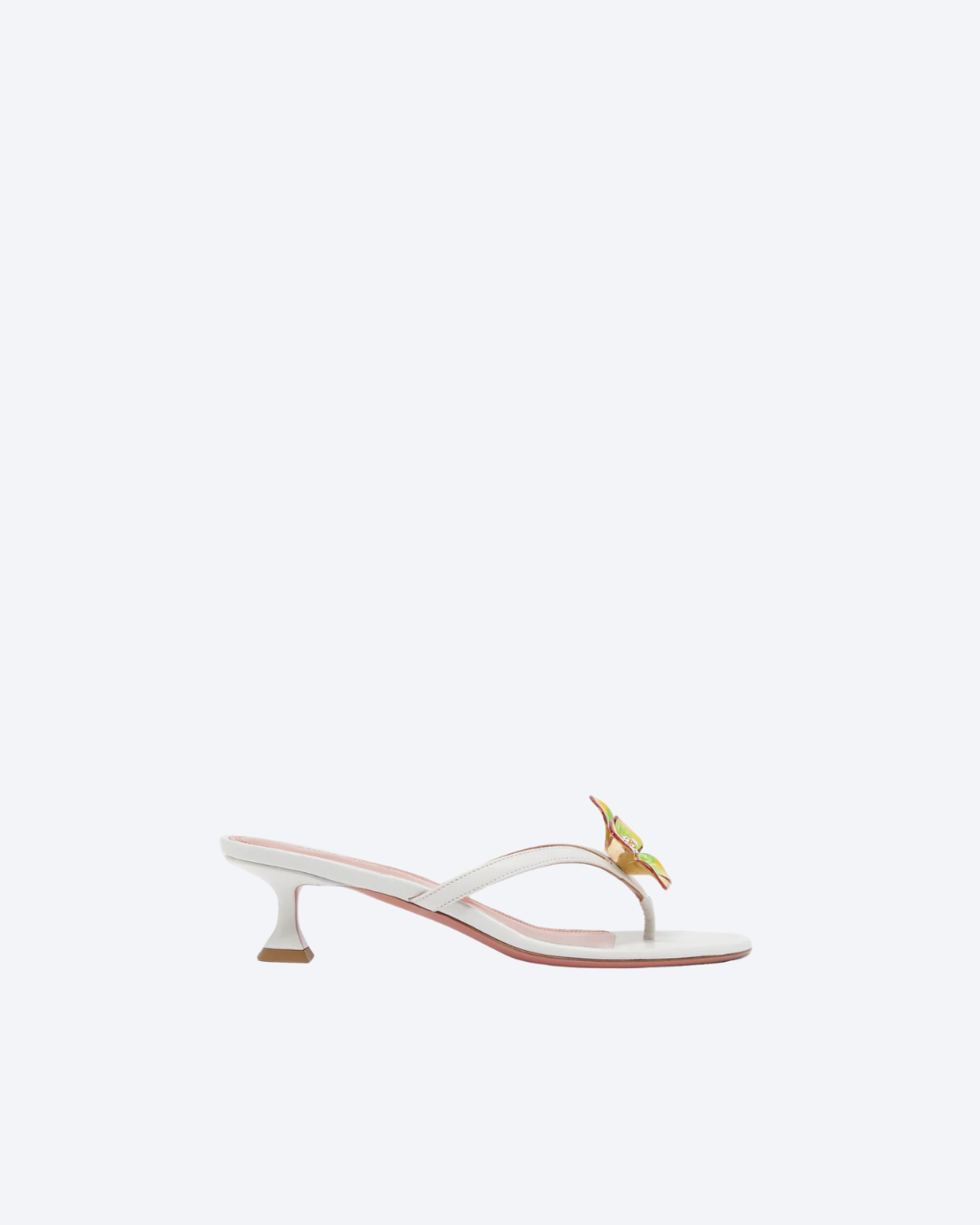 White Nappa And Green Yellow Flower Vittoria Thong 45
