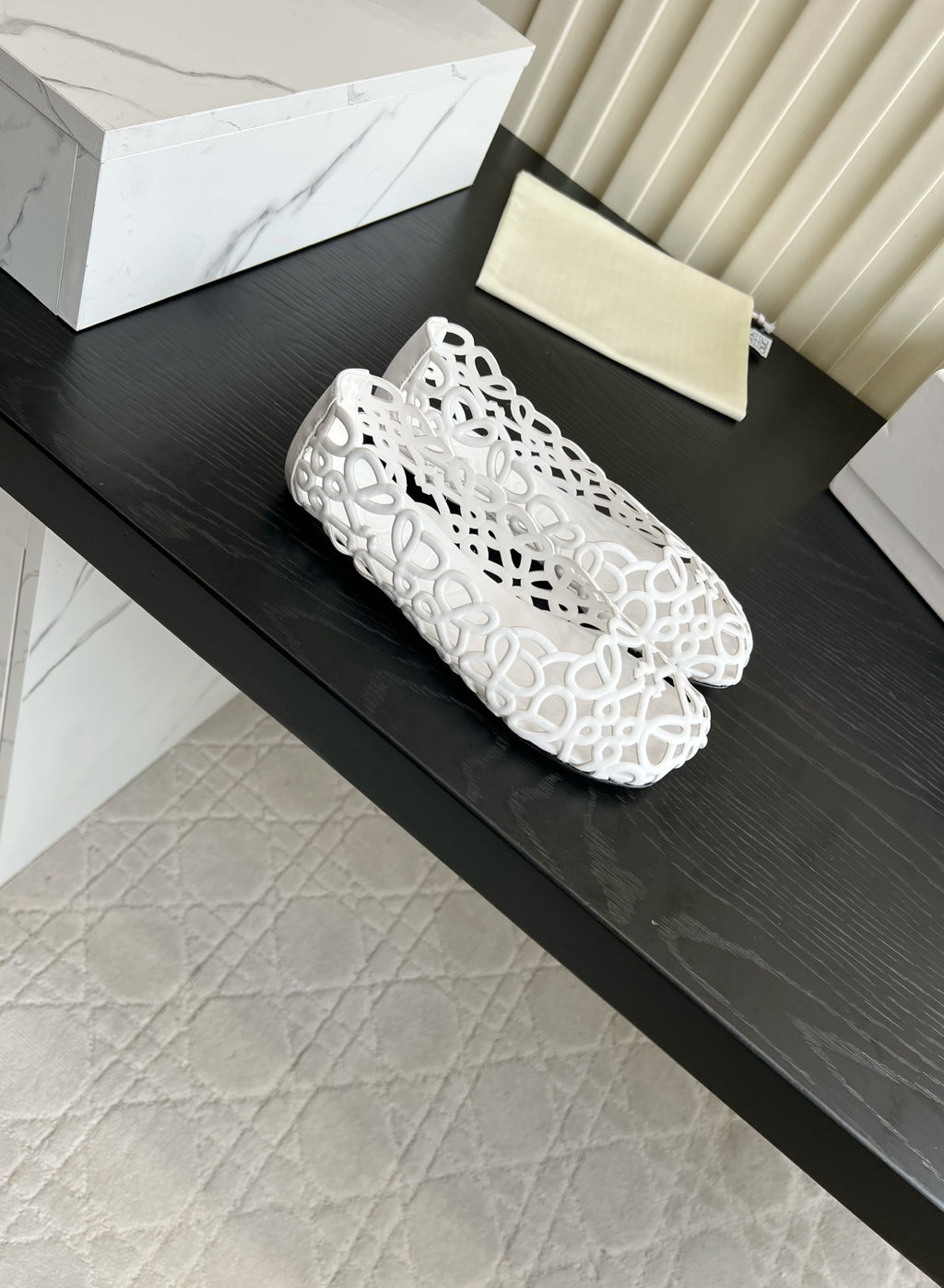 White Petal Anagram Ballerina In Lambskin
