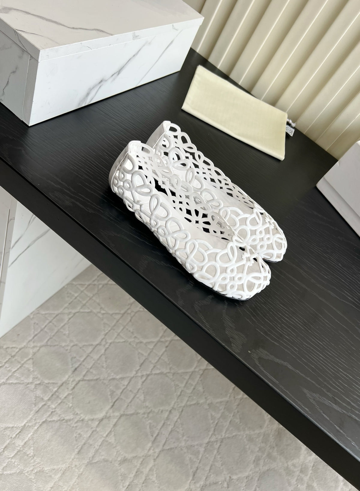 White Petal Anagram Ballerina In Lambskin