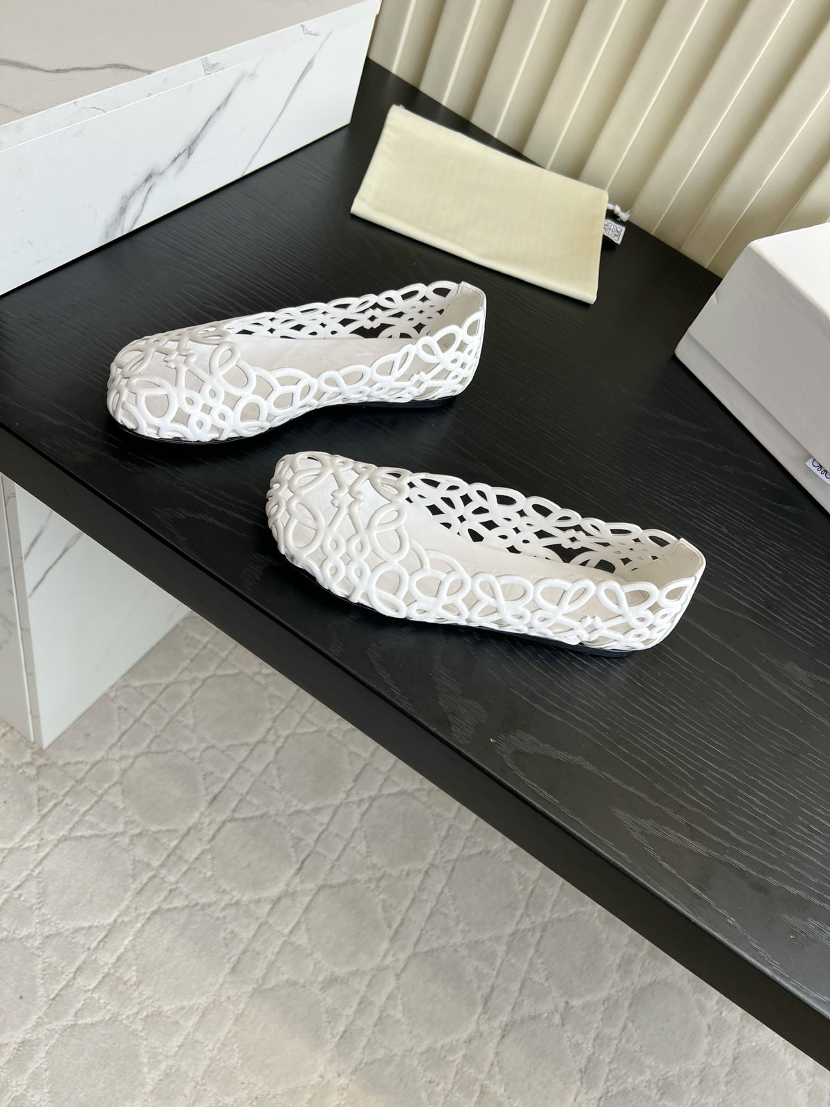 White Petal Anagram Ballerina In Lambskin
