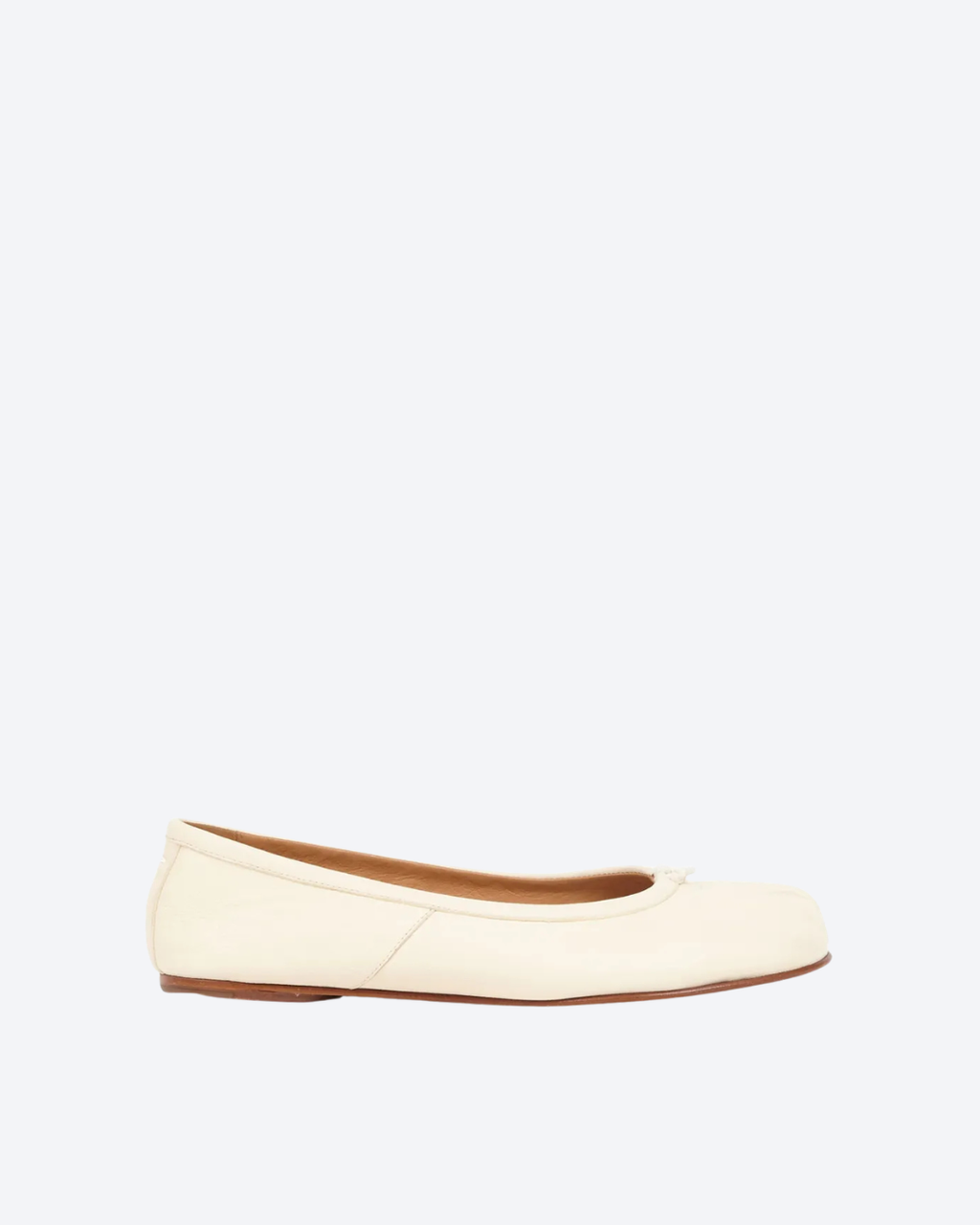 White Tabi Leather Ballet Flats